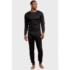 Knocker Thermal Underwear Set Black Top & Bottom Lightweight Base Layer